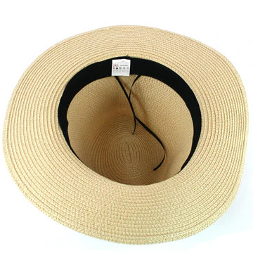 Black Ginger 61cm Natural Panama Style Foldable Sun Hat - 601-170