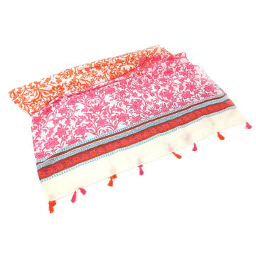 Black Ginger Pink/Orange Juri Bordered Flower Scarf - 736-318