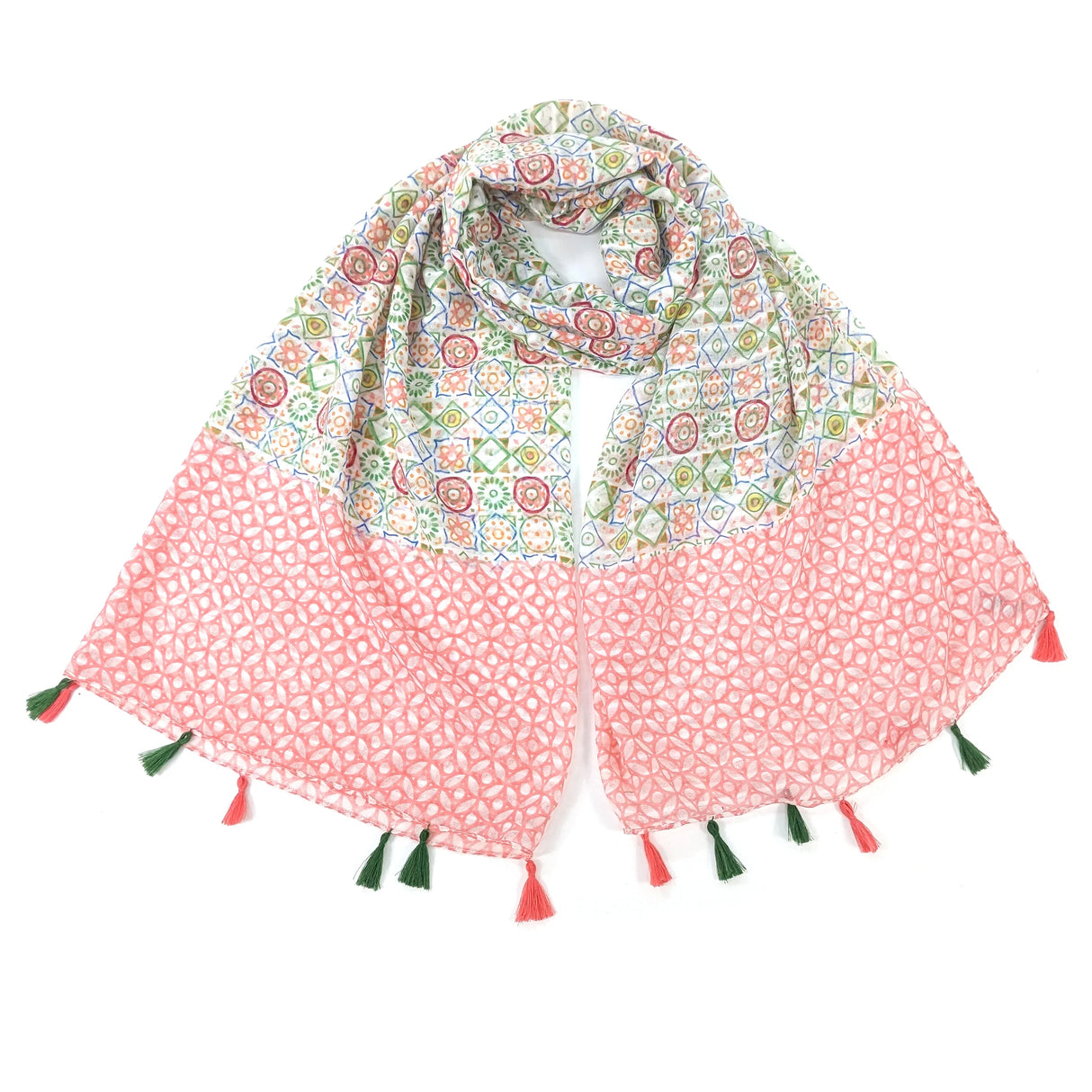 Black Ginger 180cm Pink Tayet Mosaic Tiles Scarf