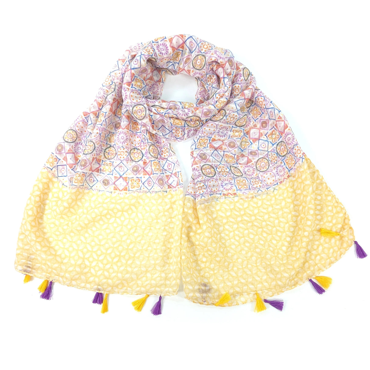 Black Ginger 180cm Yellow Tayet Mosaic Tiles Scarf