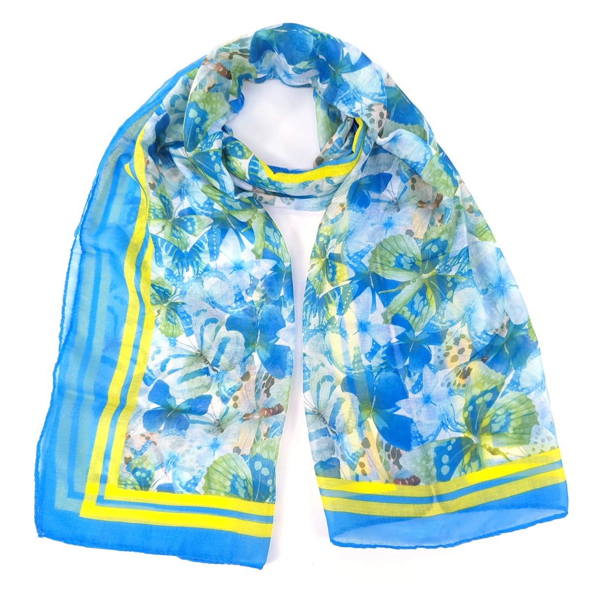 Black Ginger 180cm Blue Anteros Flutter of Butterflies Scarf