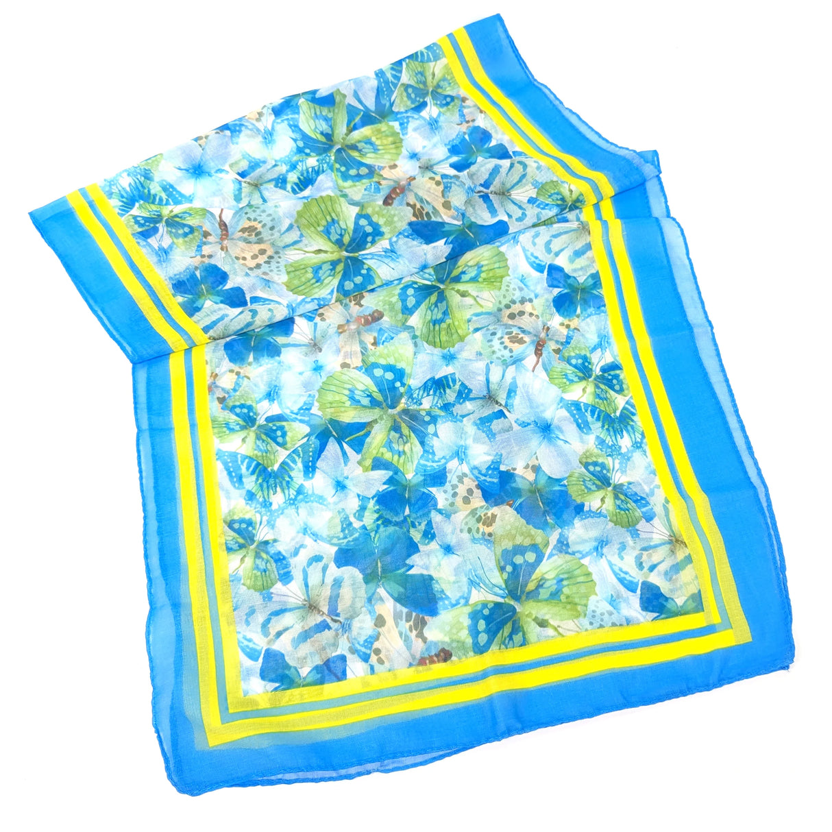 Black Ginger 180cm Blue Anteros Flutter of Butterflies Scarf