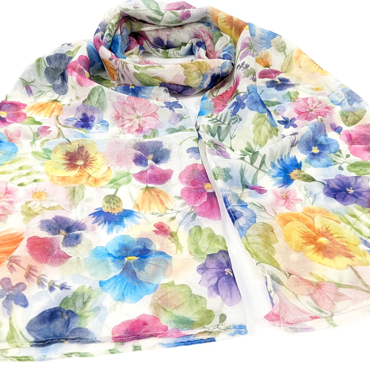 Black Ginger 180cm Multi-Coloured Pretty Pansy Scarf