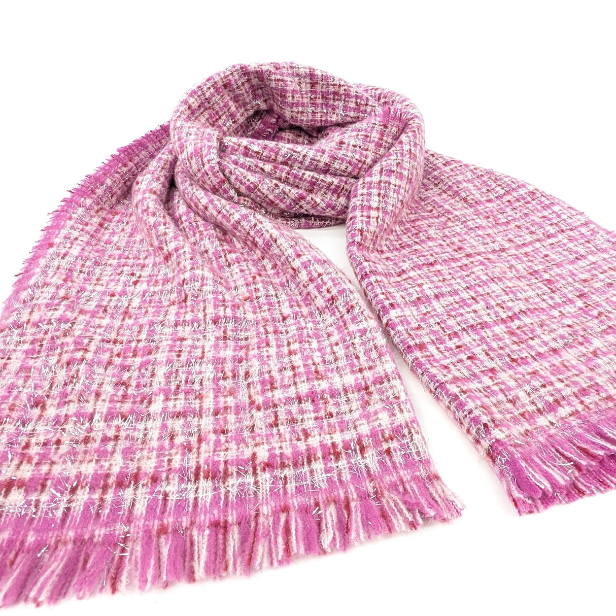 Black Ginger 190cm Pink Rakita Reversible Sparkly Scarf - 736-479