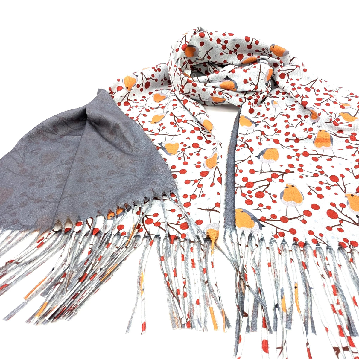Black Ginger 180cm Red Berry Robin Pashmina Scarf - 736-519