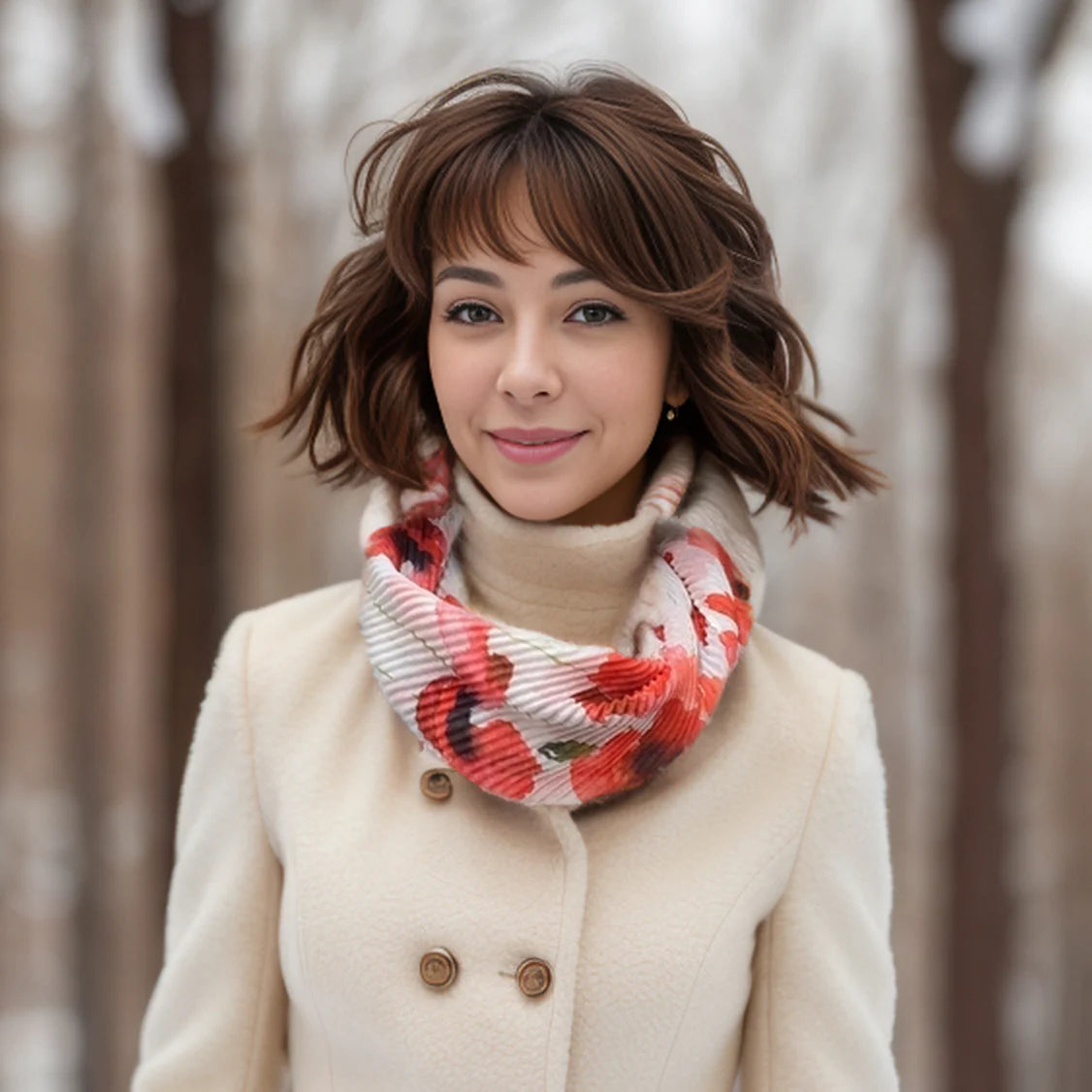 Black Ginger Poppy Field Magnetic Neck Scarf - 736-525