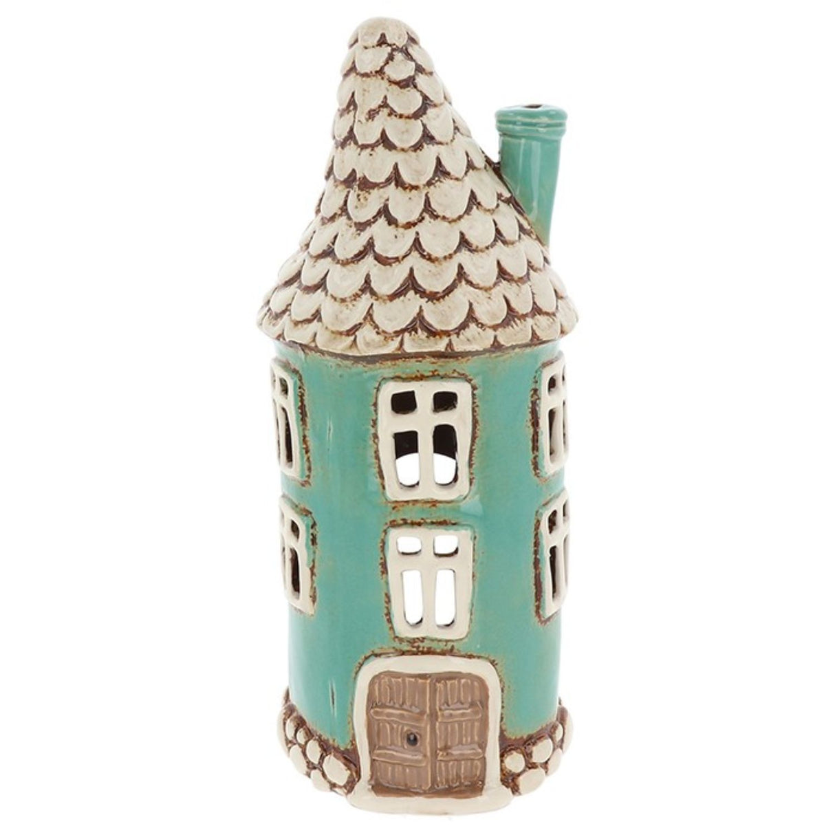 Village Pottery 28cm Teal Round House Tealight Holder