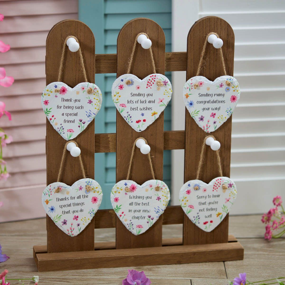 Richard Langs Slate Pretty Floral Hanging Heart (Choice of 6) - 7BP110
