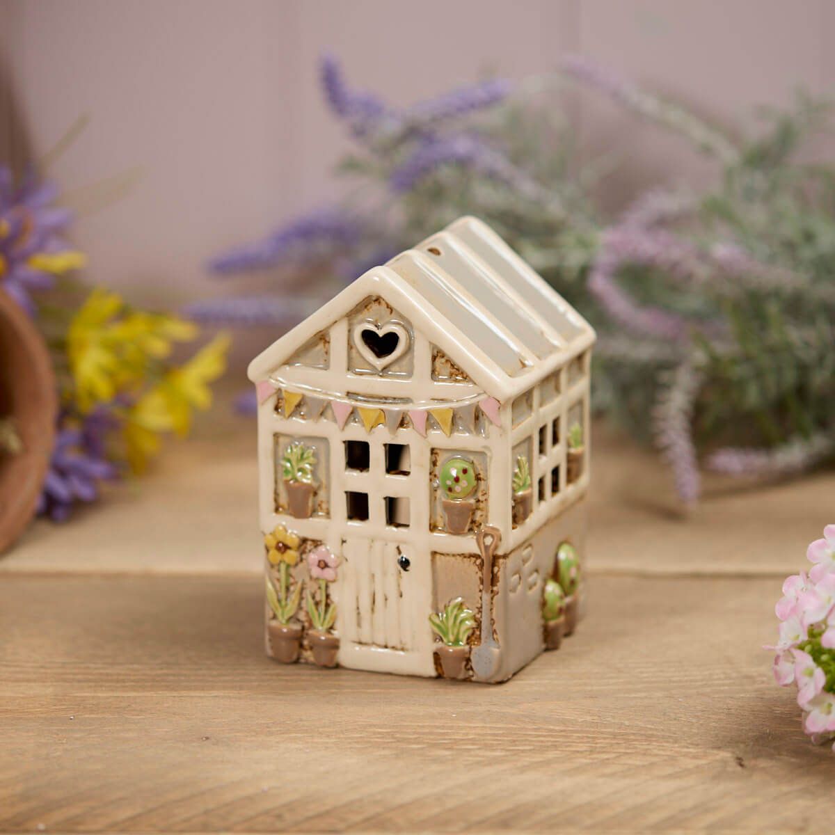 Richard Langs Stoneware Green House Tea Light Holder - 7CG164