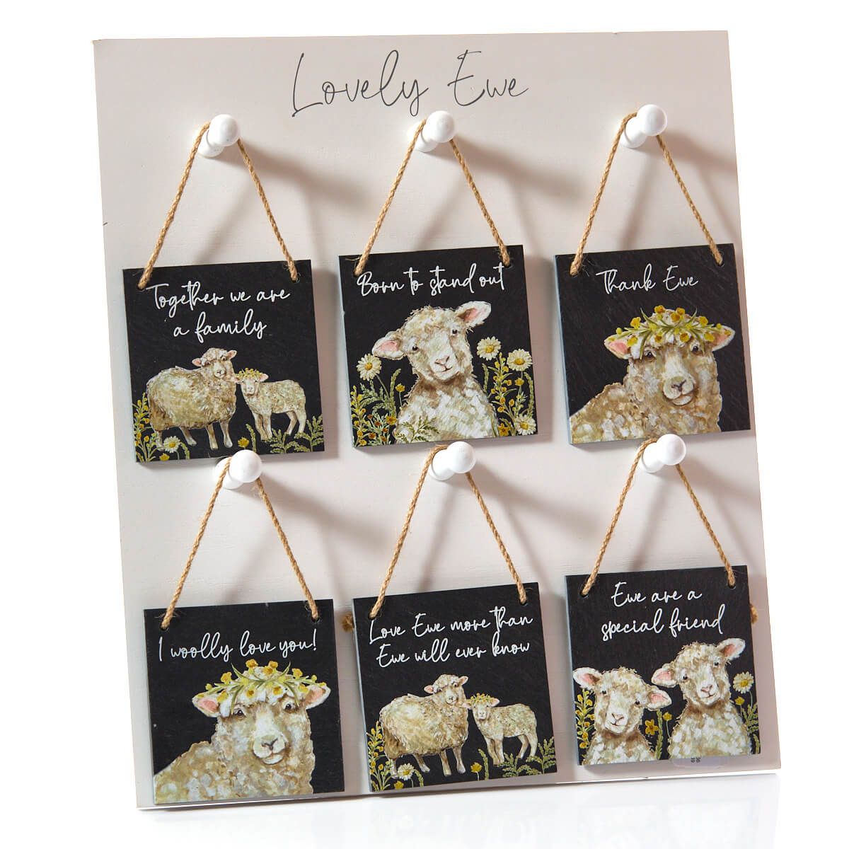 Richard Langs Sheep Floral Slate Hanging Plaque - 7ED111