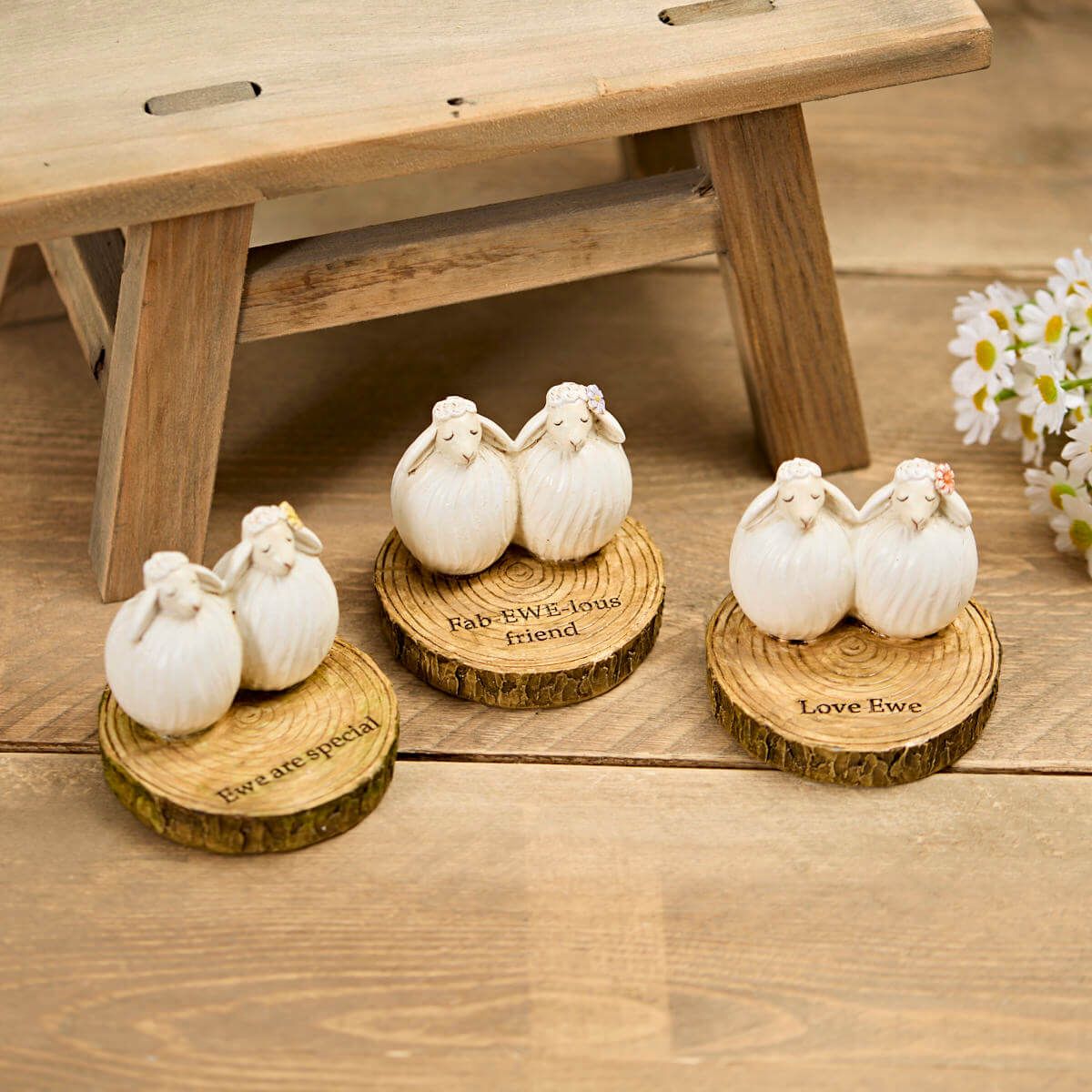 Richard Langs Sheep Couple on Bark Ornament (Choice of 3) - 7ED130