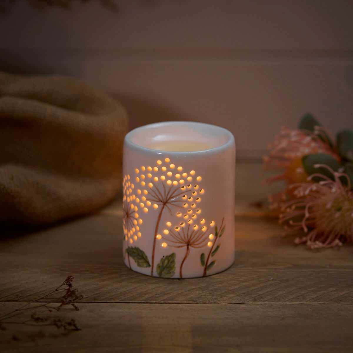 Richard Langs Ceramic Cut Out Flower Detail Wax Melt Burner - 7EW203