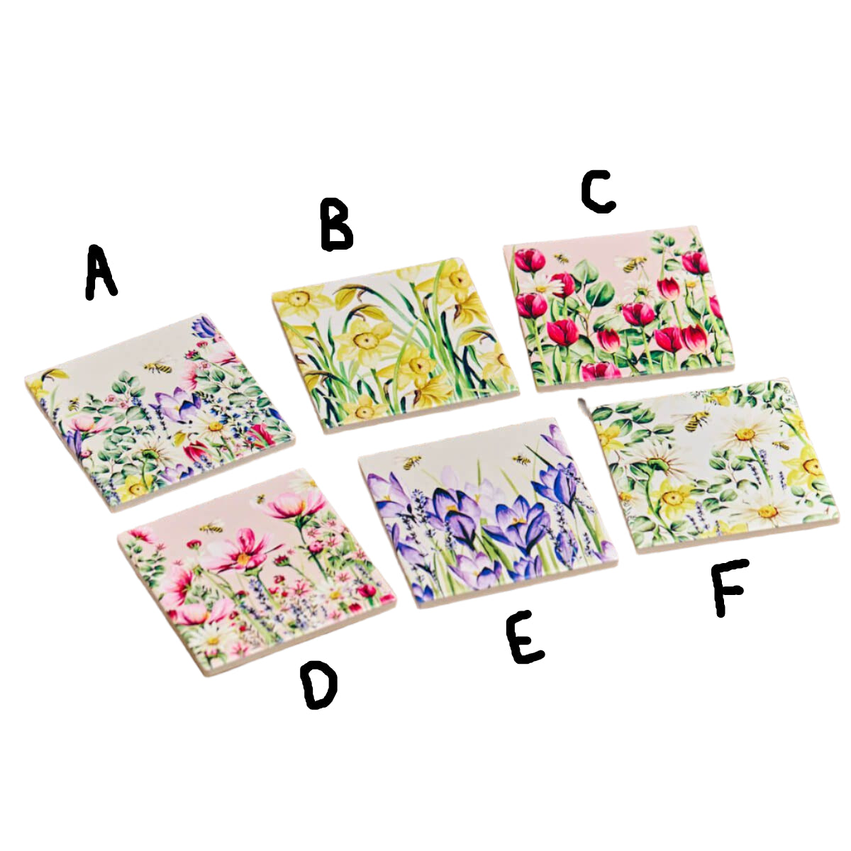 Richard Langs Floral Ceramic Coaster (Choice of 6) - 7FD130