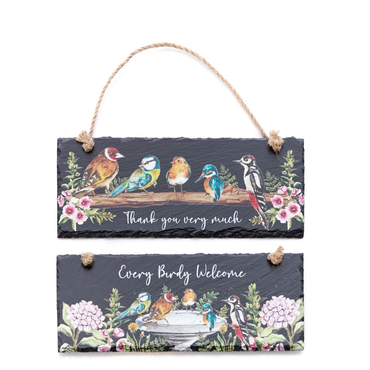 Richard Langs Floral Feathered Slate Hanging Plaque (Choice of 2) - 7FE213