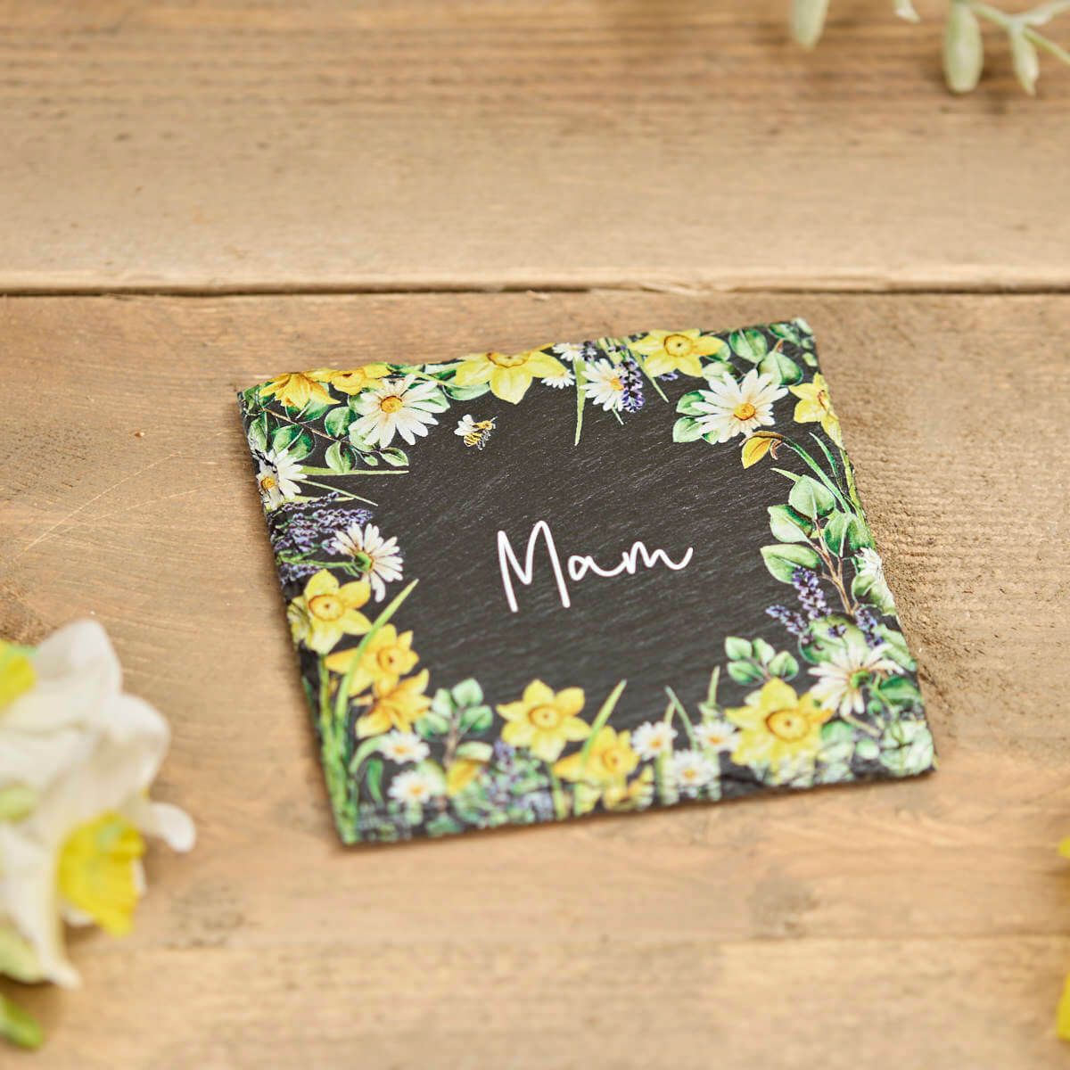 Richard Langs Welsh 'Mam' Mixed Floral Slate Coaster - 7WL563