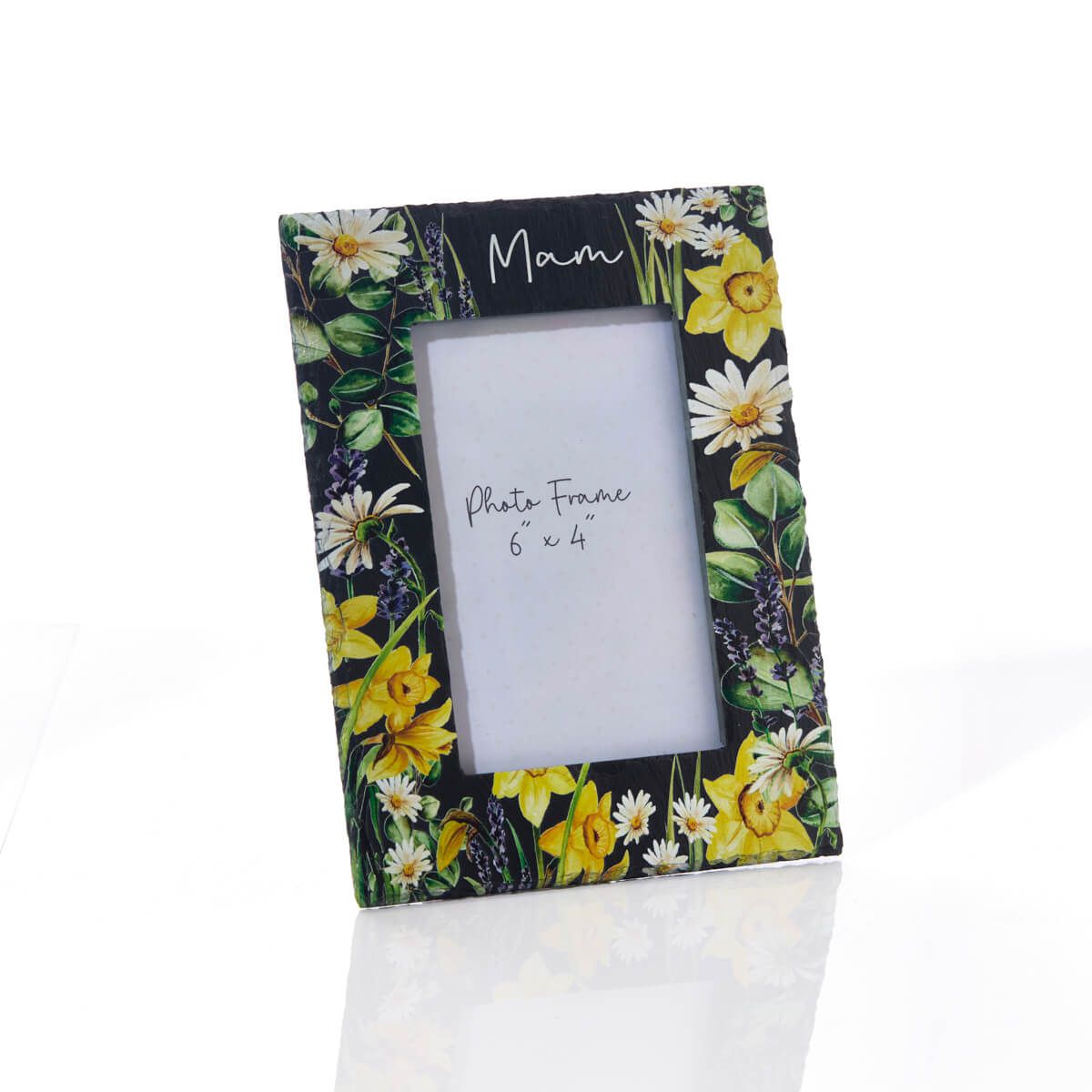 Richard Langs Welsh Mam Slate 6x4 Floral Photo Frame