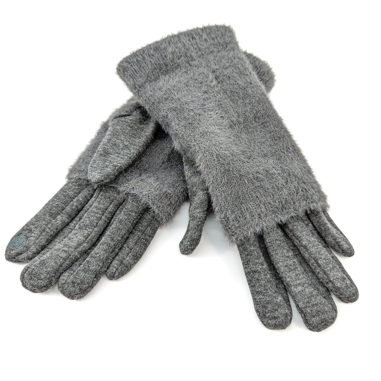 Black Ginger Grey Faux Fur Two in One Gloves