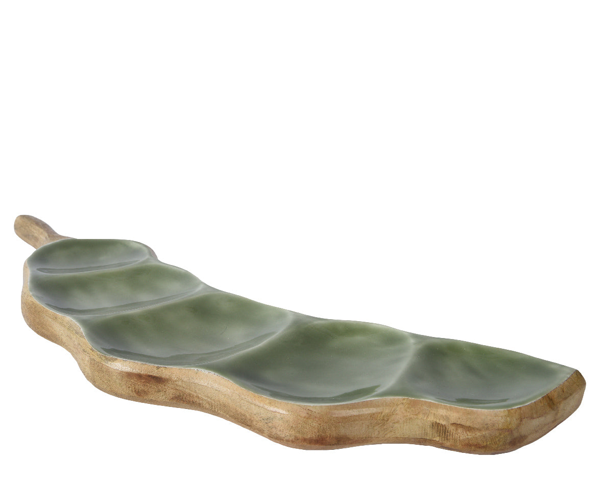 Kaemingk 40cm Mangowood Beans Decorative Plate