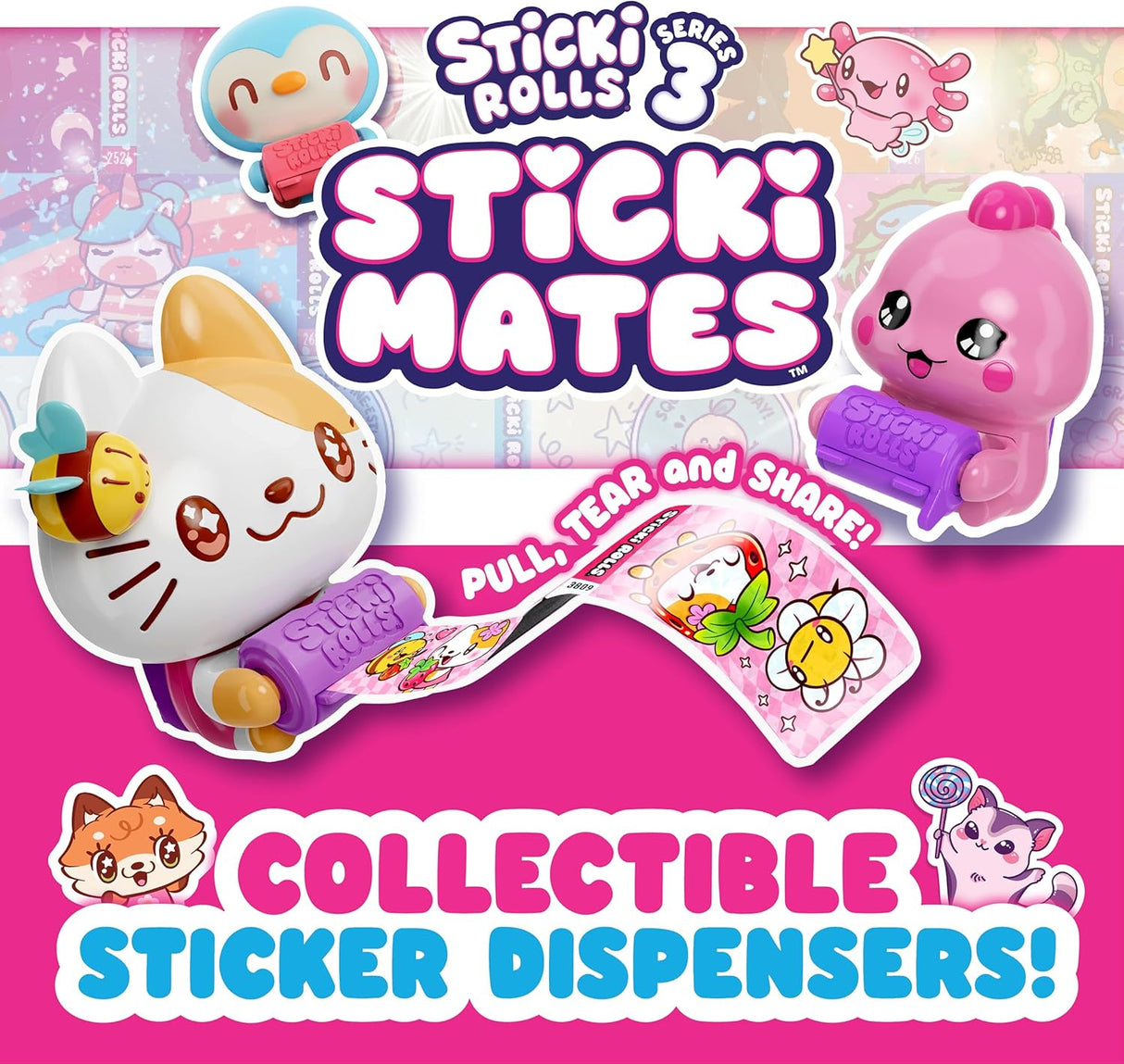 Sticki Rolls Sticki Mates Sticker Dispenser Mystery Box
