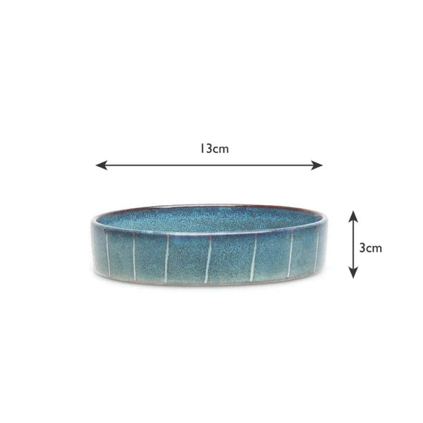 Scruffs Reactive Glaze 13cm Stonewear Pet Saucer - Pinstripe Graphite