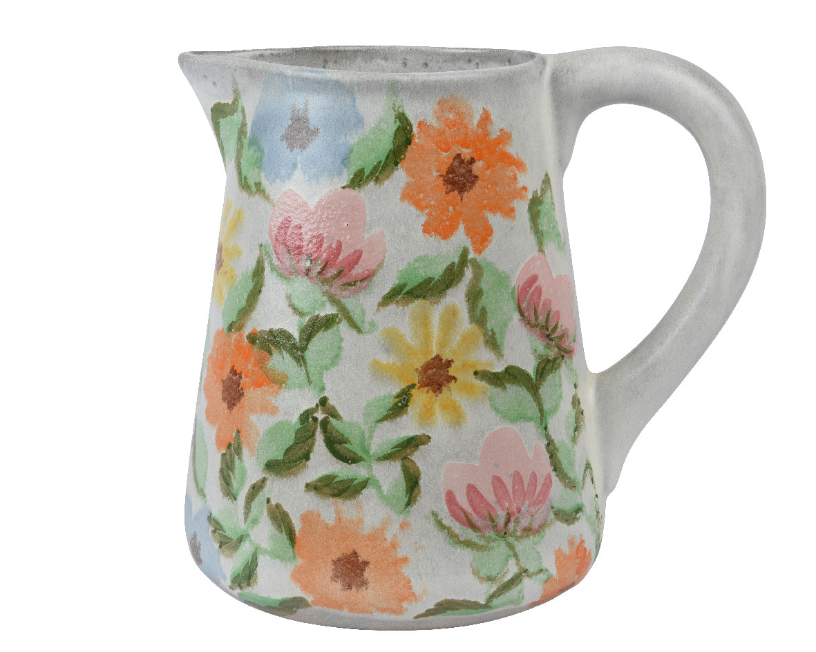 Kaemingk 31cm Terracotta Jug with Floral Pattern
