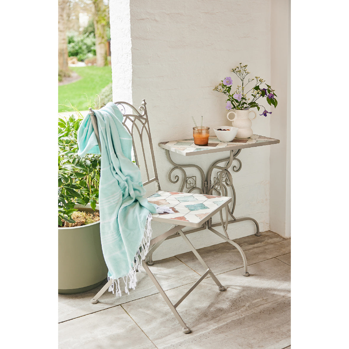 Decoris Marrakech 2-Seater Square Mosaic Stone Iron Bistro Set