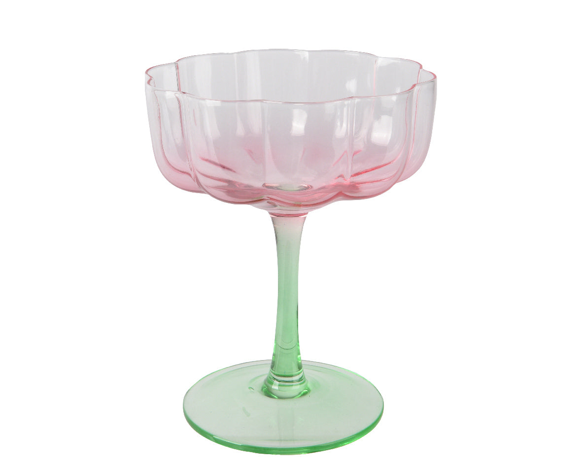 Kaemingk 13cm Transparent Spray Colour Champagne Glass - Pink