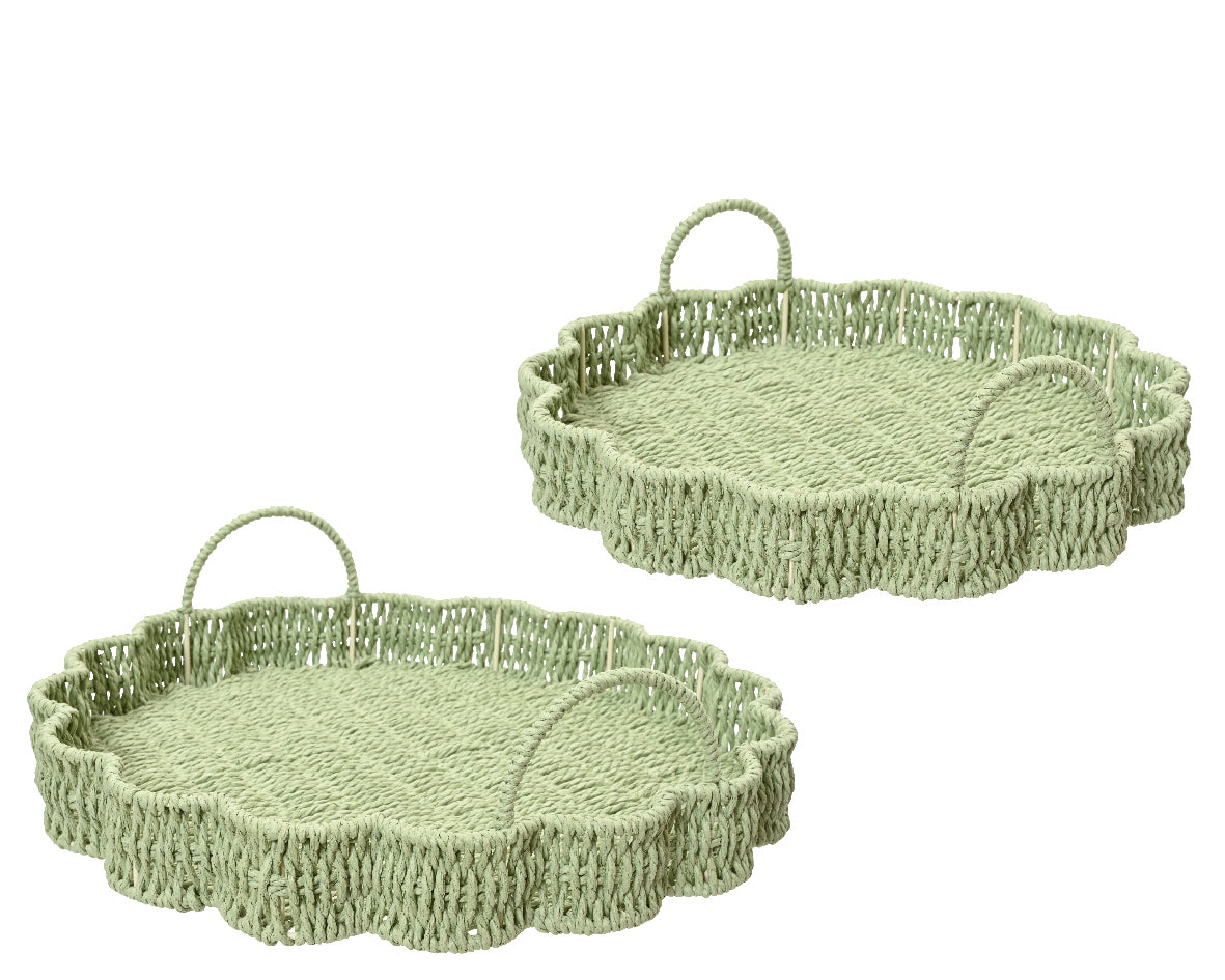 Kaemingk 35cm Green Paper Rope Flower Tray - Small
