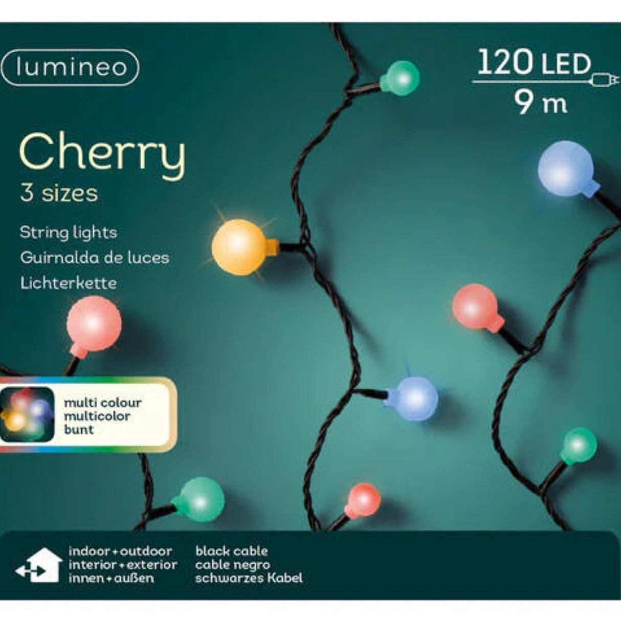 Lumineo 120 LED Multi Coloured Cherry String Lights (9m)