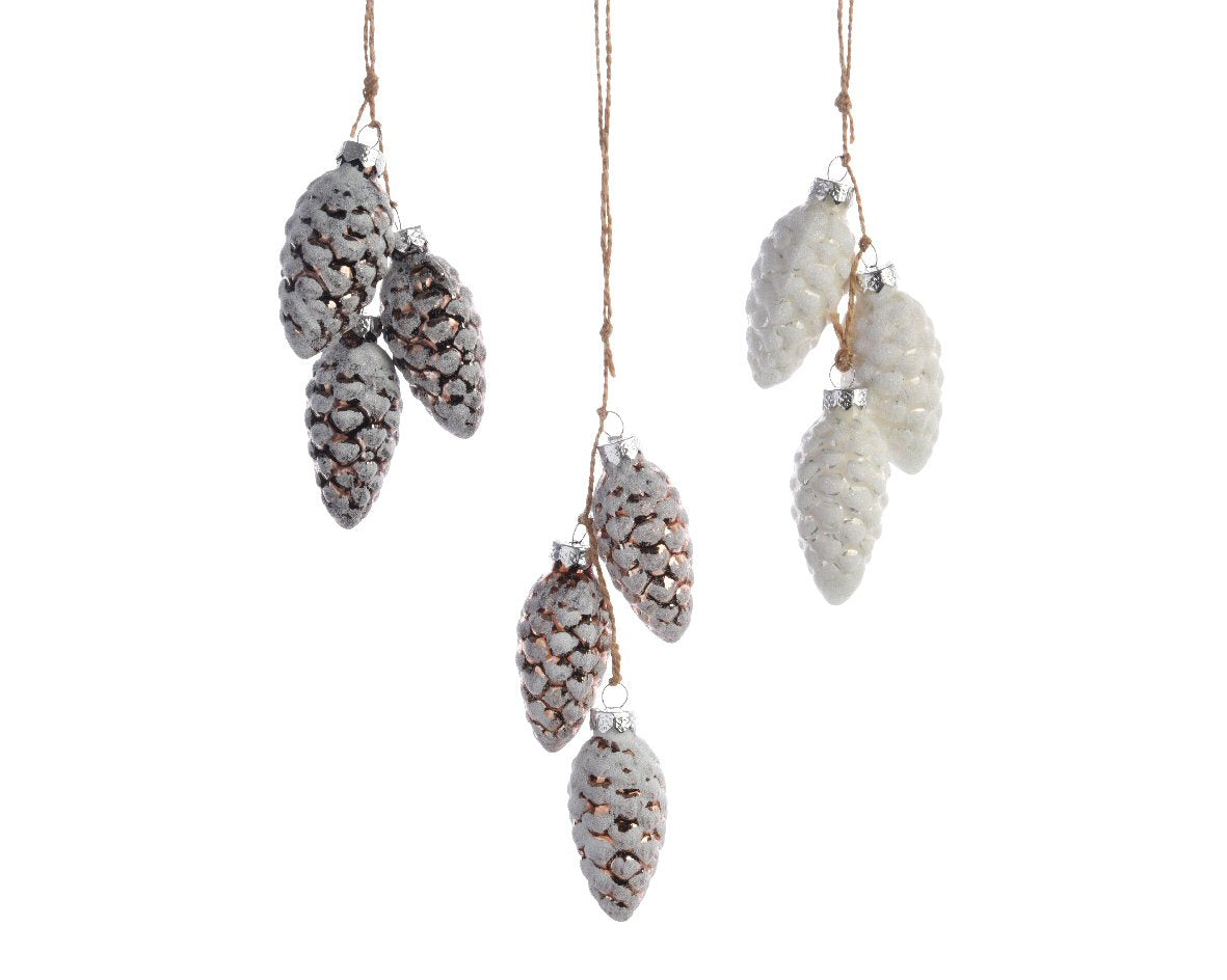 Decoris 6cm Glass Pinecones (Choice of 3)