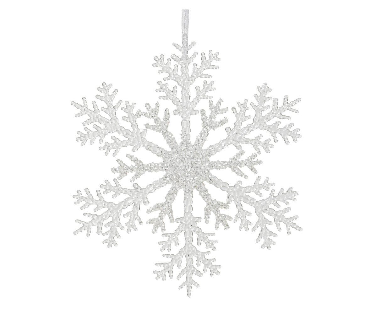 Decoris 32cm Plastic Glitter Snowflake with Hanger