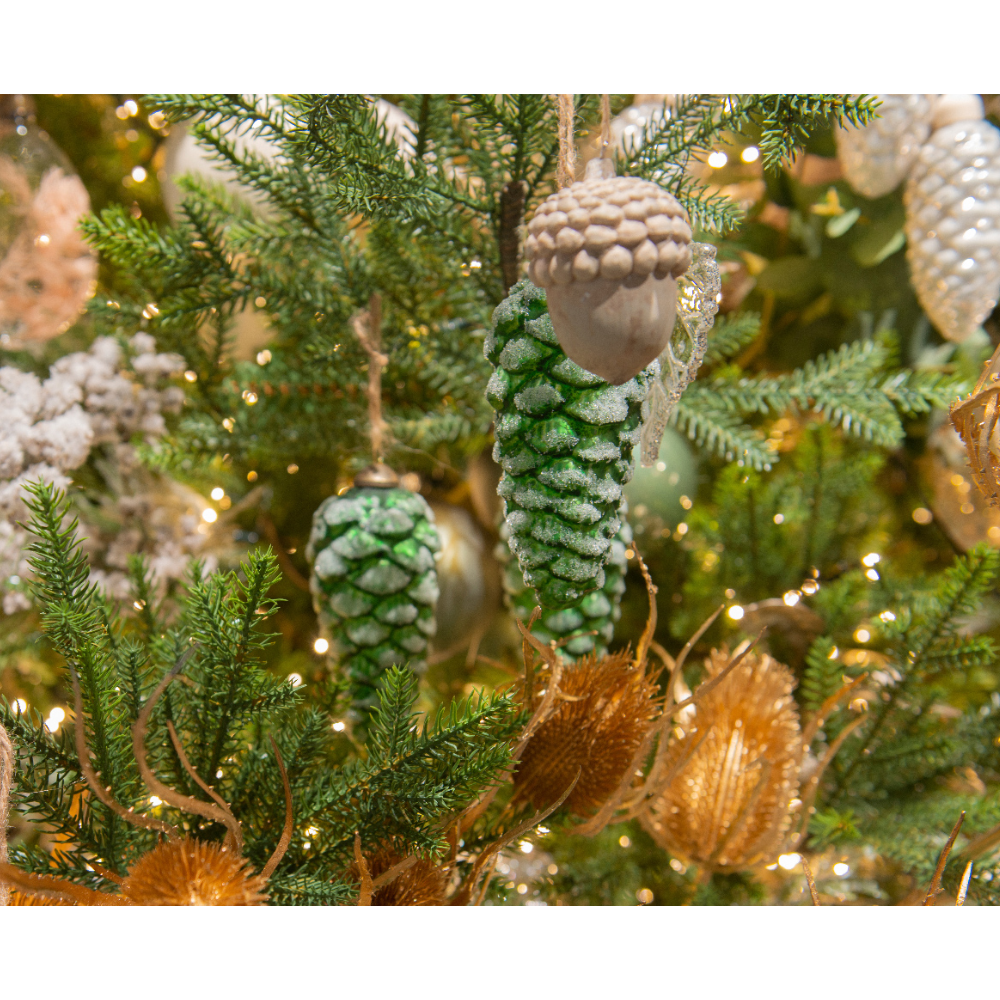 Decoris Glass Green Pinecone Pack of 2 (Choice of 3)