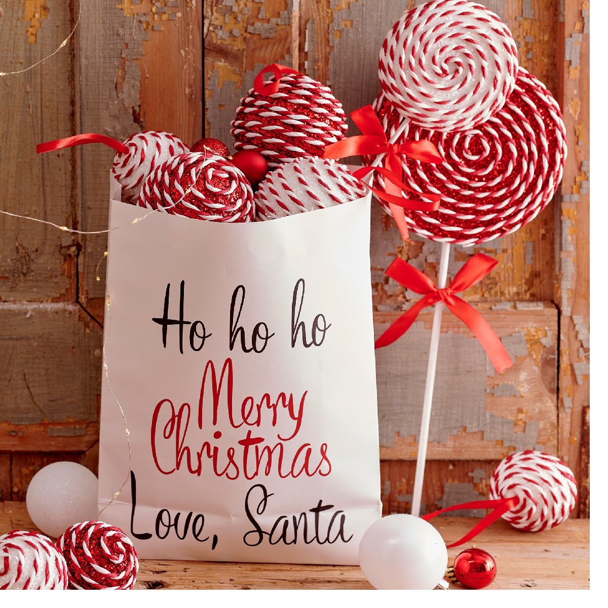 Decoris 36cm Red & White Glitter Lollipop Decoration (Choice of 2)