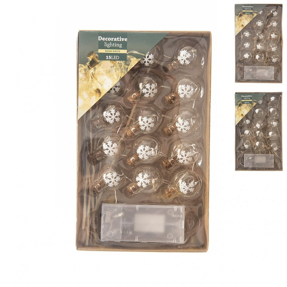 Koopman 15 Warm White Christmas Baubles String Lights (Choice of 3)