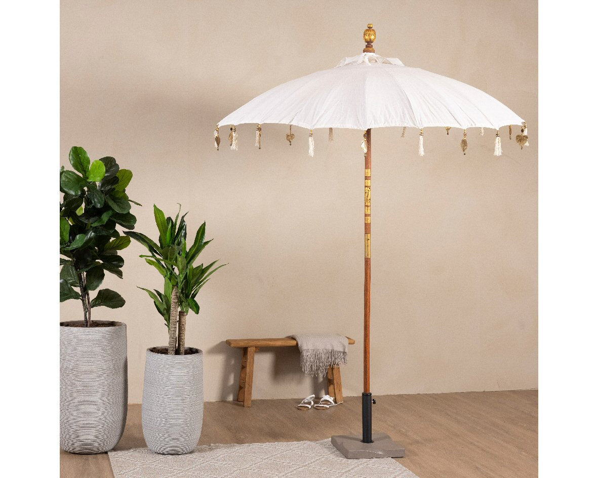 Decoris 2m Cotton Parasol With Gold Metal Ornaments