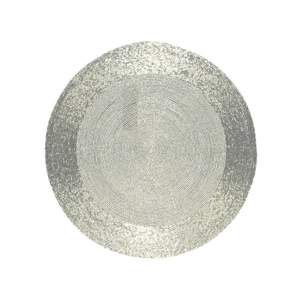 Decoris 35cm Champagne Round Glass Bead Placemat