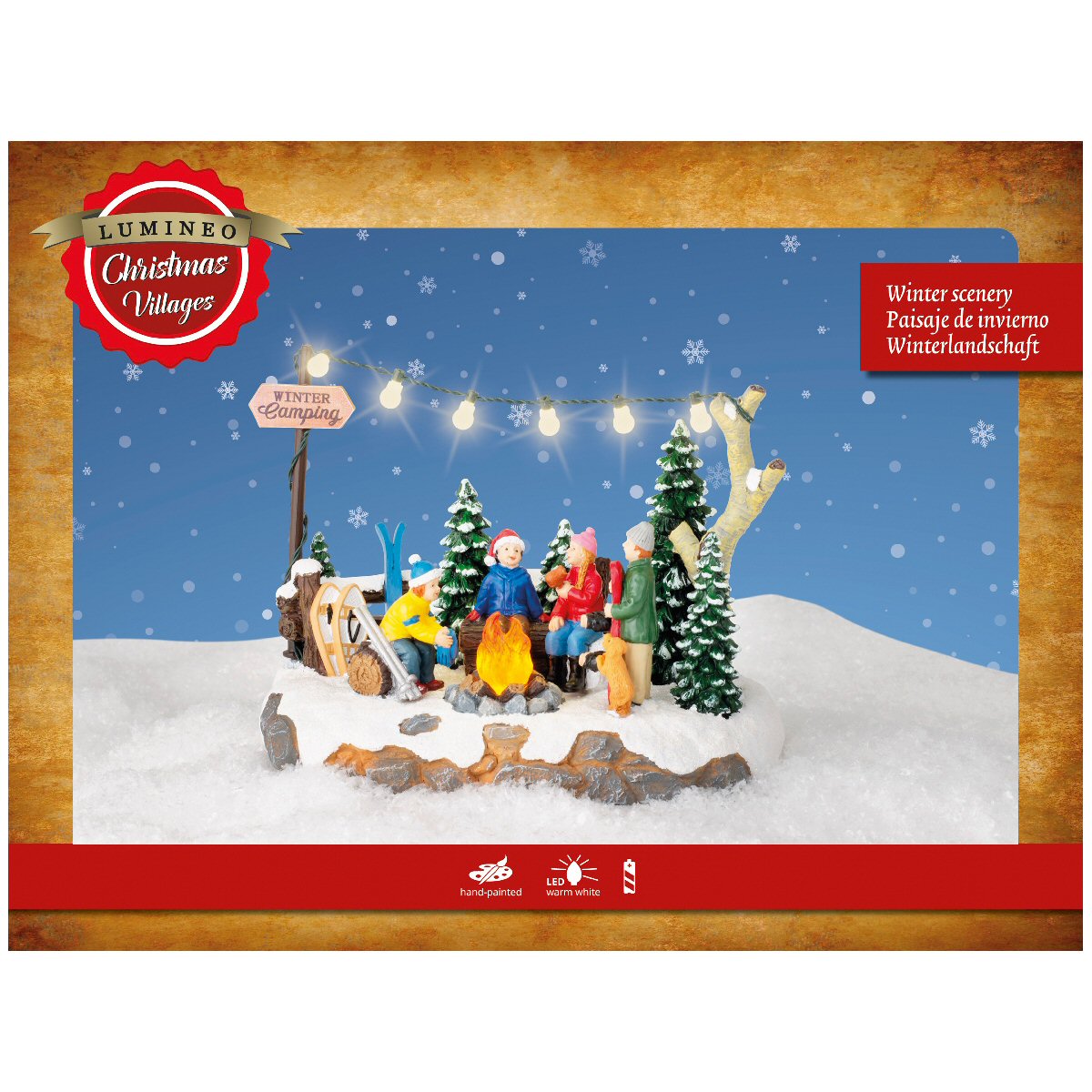 Lumineo 21cm Christmas Village Winter Campfire Scene