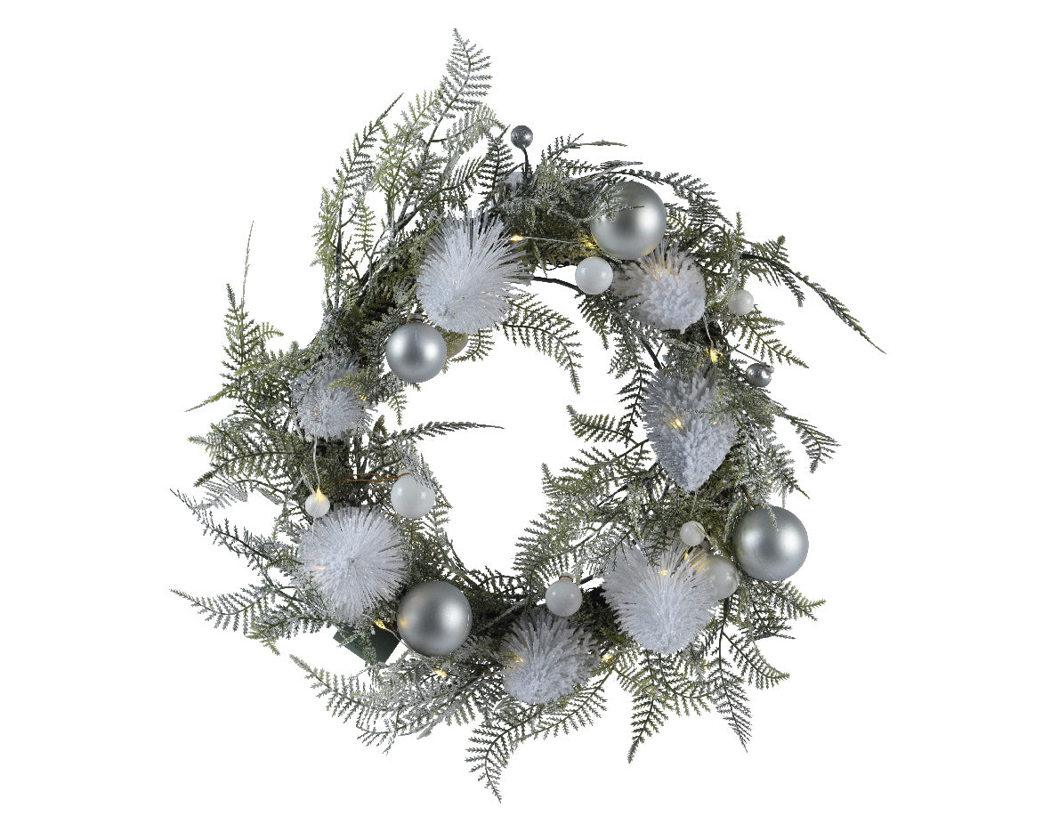 Everlands 40CM Green & Silver Wreath