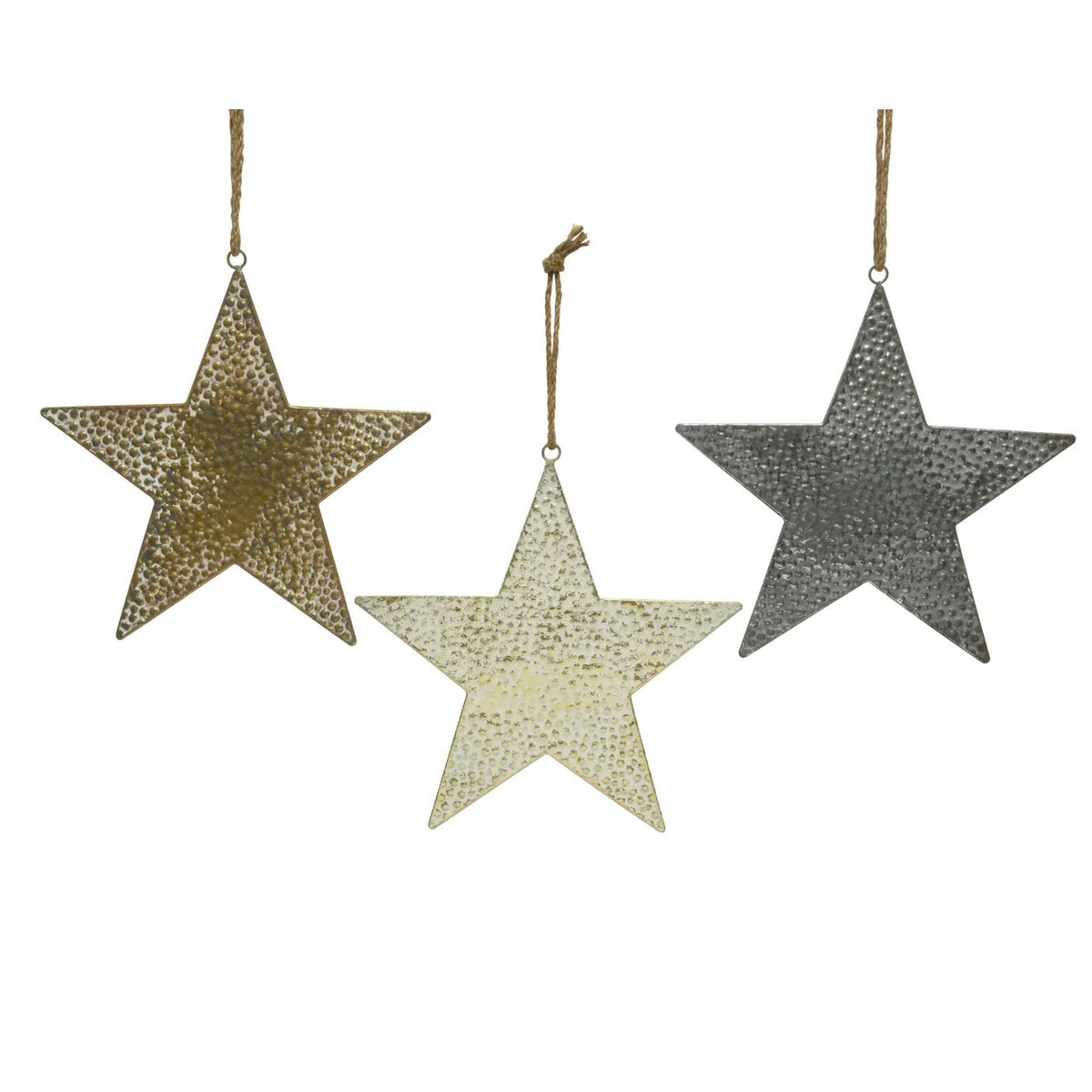 Decoris 31cm Hammered Iron Star Hanging Decoration (Choice of 3)