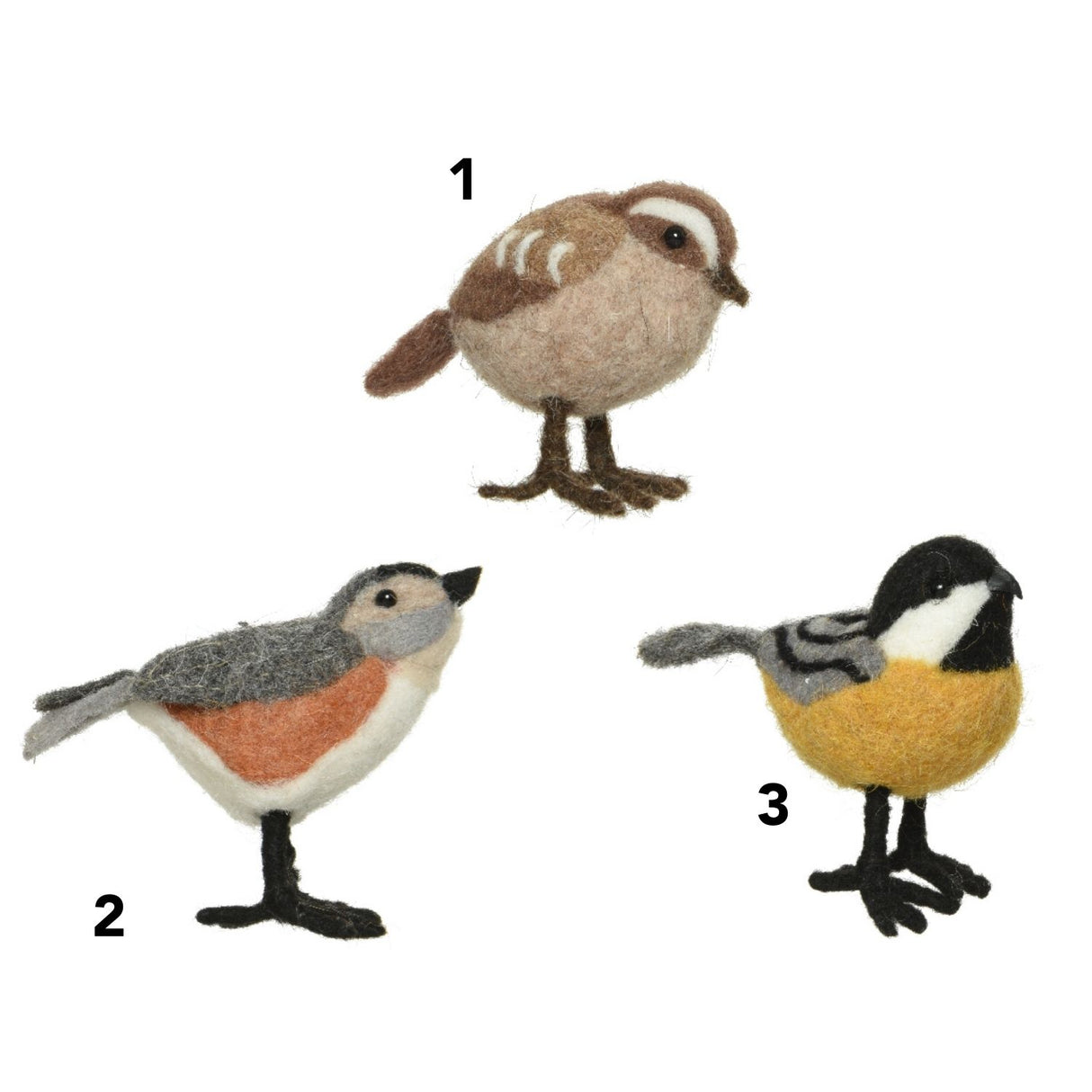 Decoris 8cm Felt Bird Ornaments (Choice of 3)