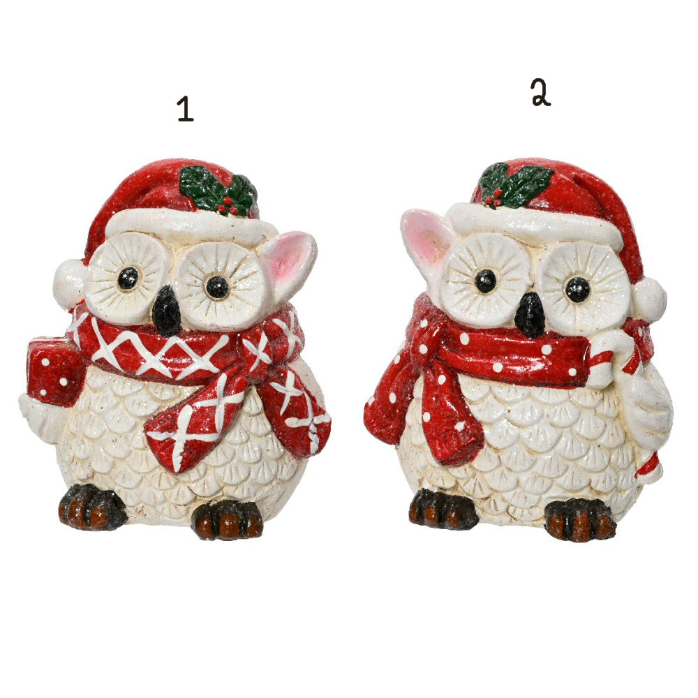 Decoris 14.5cm White Standing Ceramic Owls (Choice of 2)