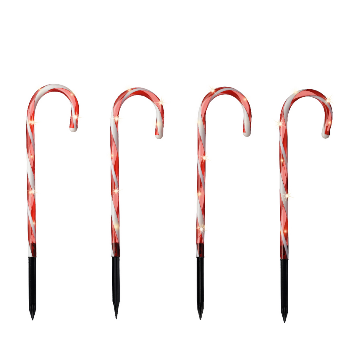 Lumineo 25cm Micro LED Stake Light Plastic Candy Canes - Set of 4