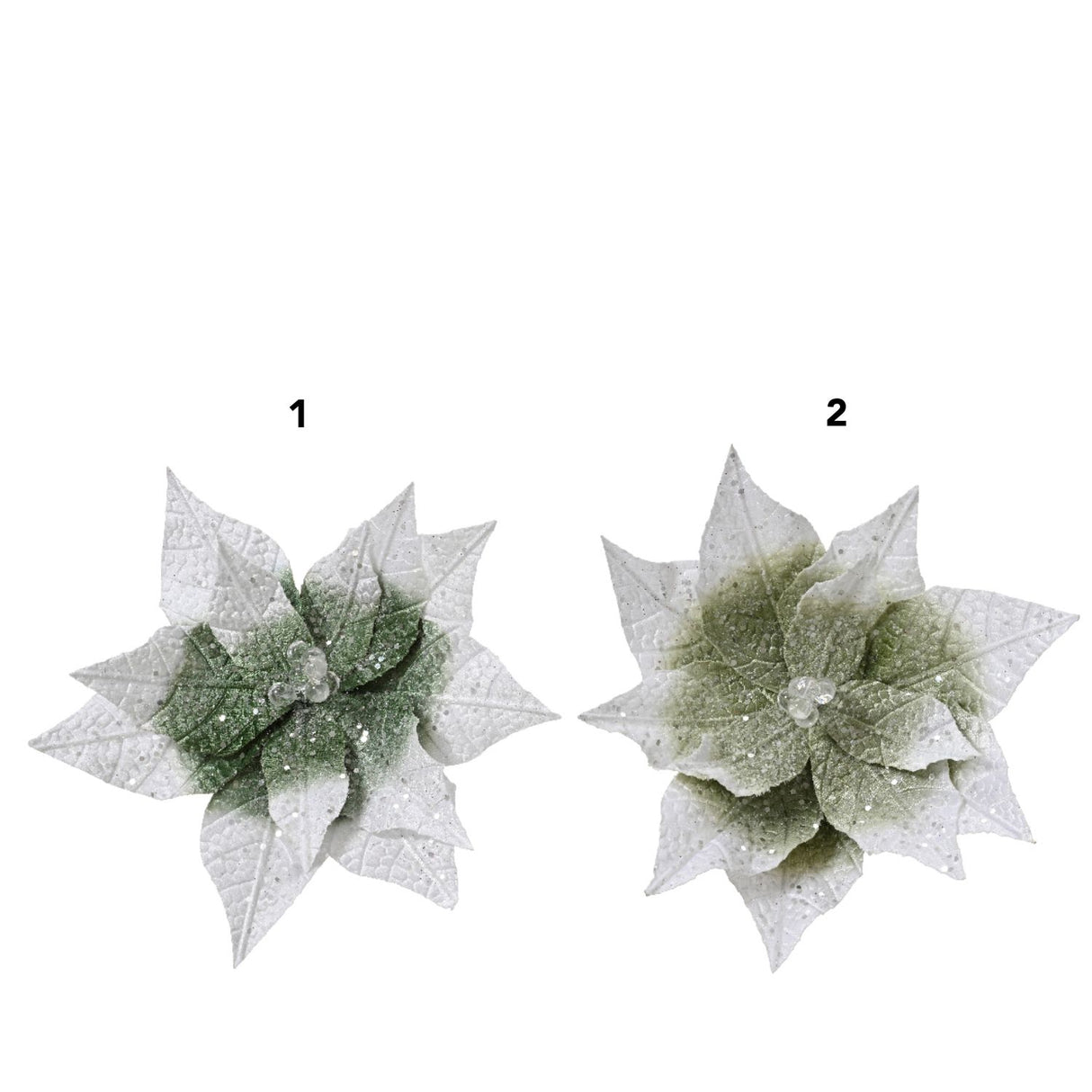 Decoris 28cm Poinsettia on clip with Sparkle (Choice of 2)