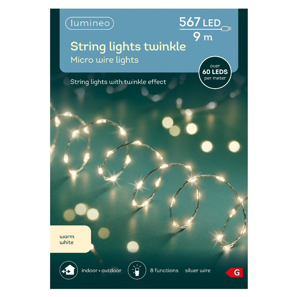 Lumineo 567 Warm White Micro LED Extra Dense Twinkle Lights (9m)