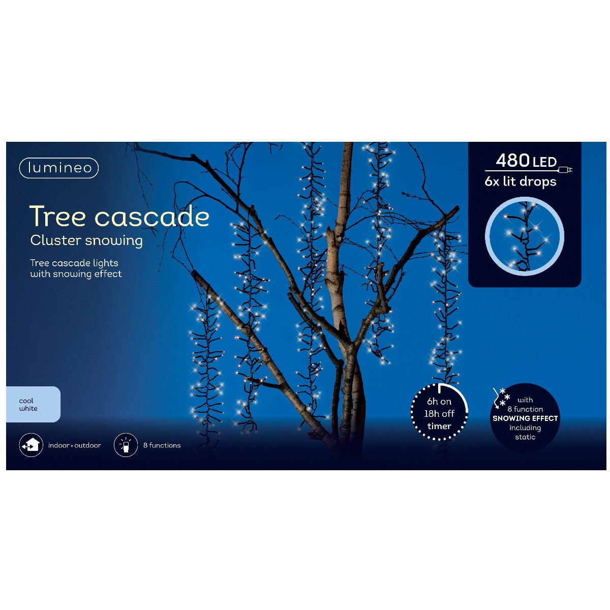 Lumineo 480 Cool White LED Cascade Outdoor Lights (2m)