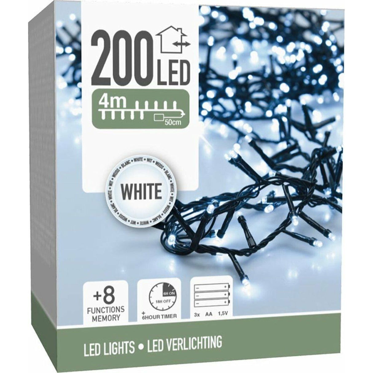 Koopman 200 Cool White LED Micro Cluster Lights (4m)