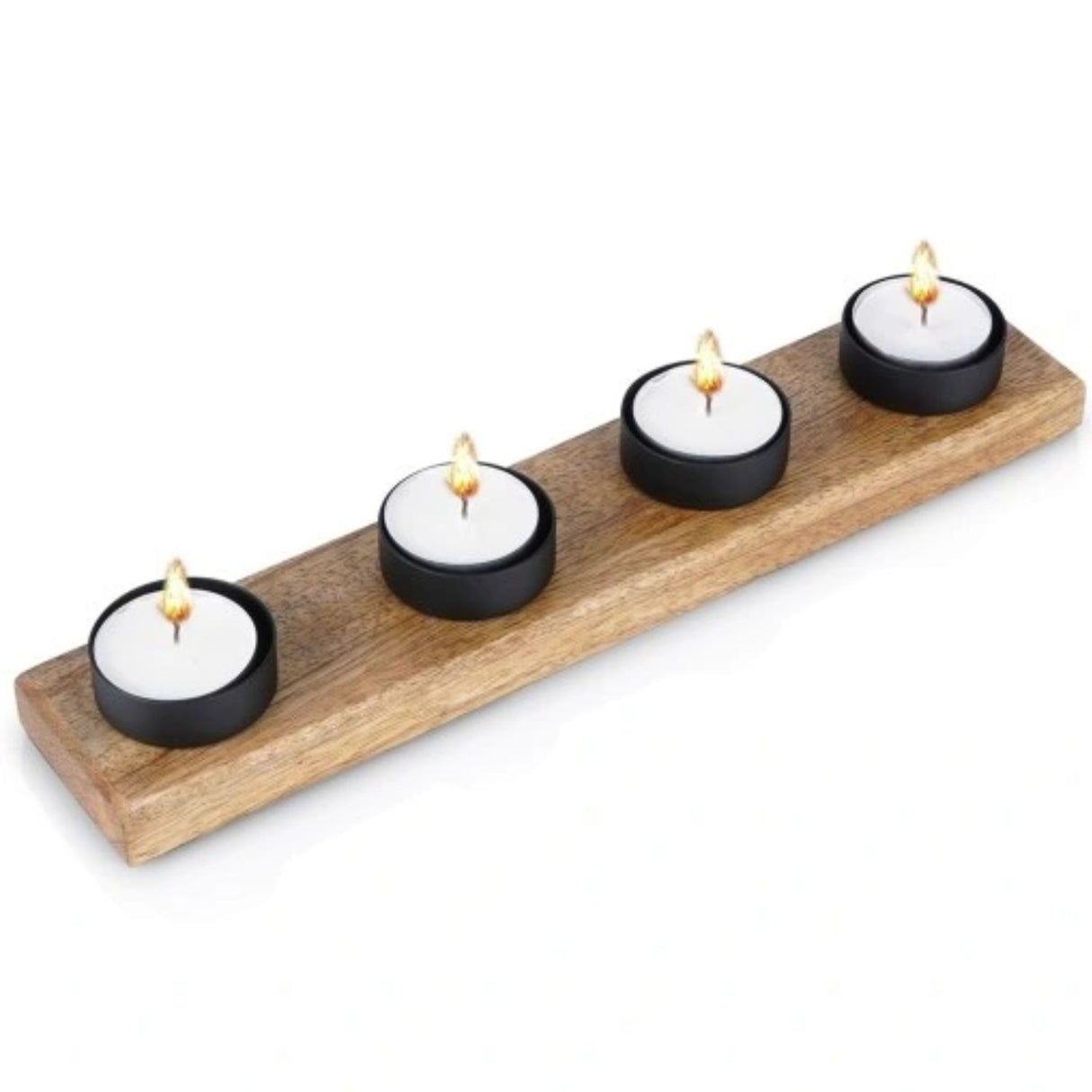 Koopman 30cm Tealight Candle Holder Wooden Plate (Set of 4)