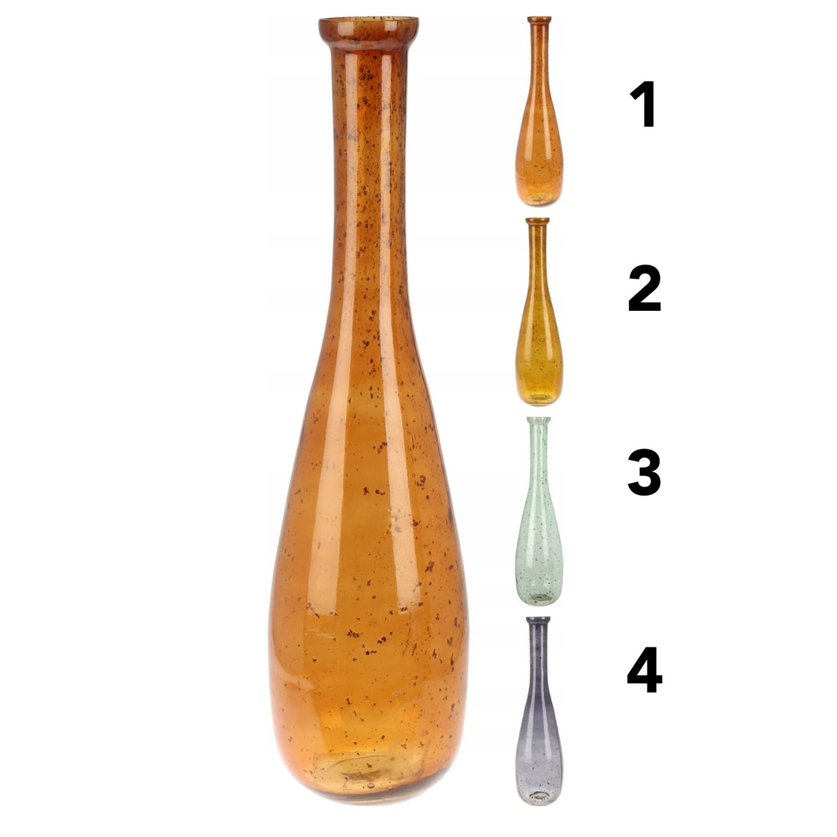 H&S Collection 40cm x 11cm Glass Long Neck Bottle Vase (Choice of 4)