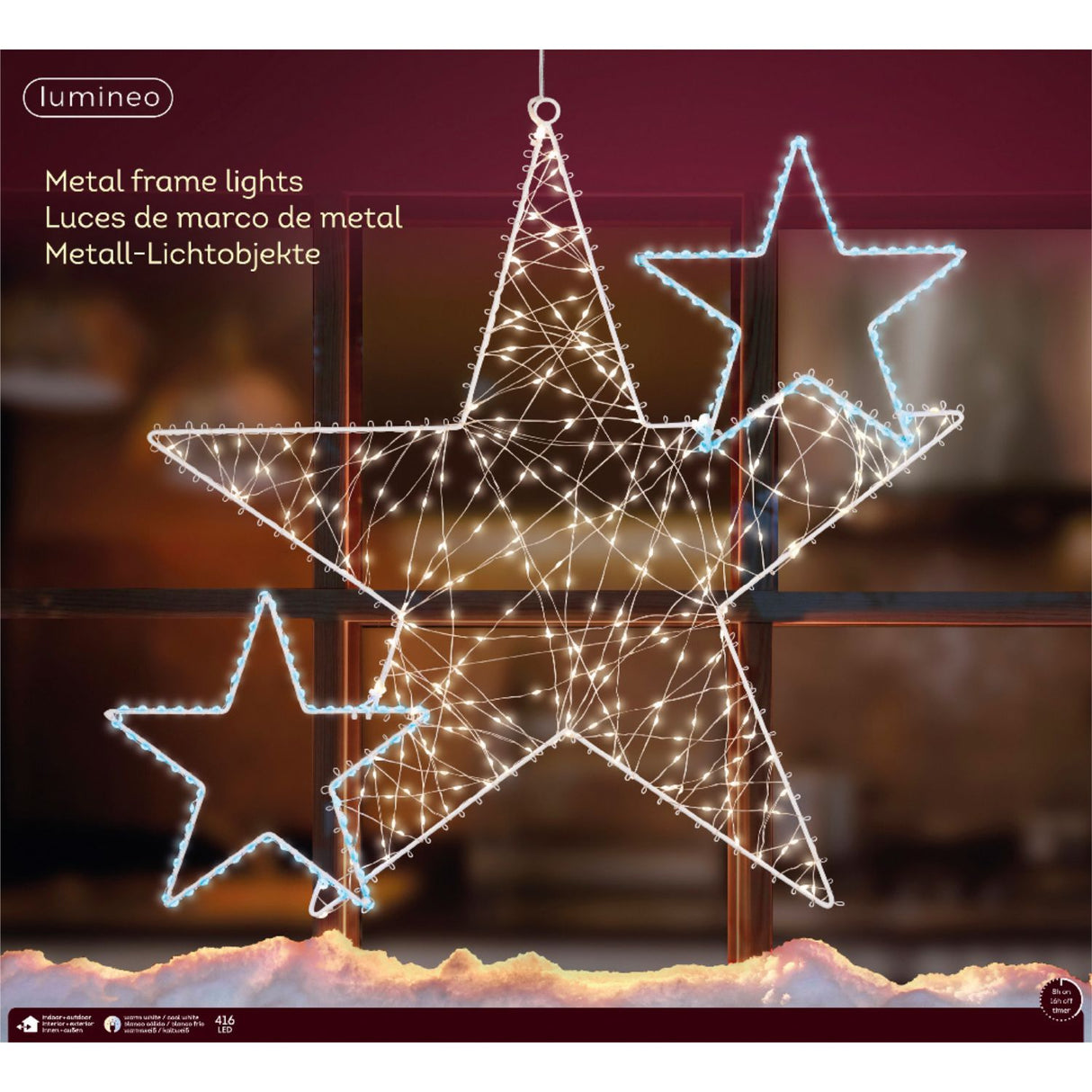 Lumineo 60cm Star Metal Frame Light with Micro LEDs