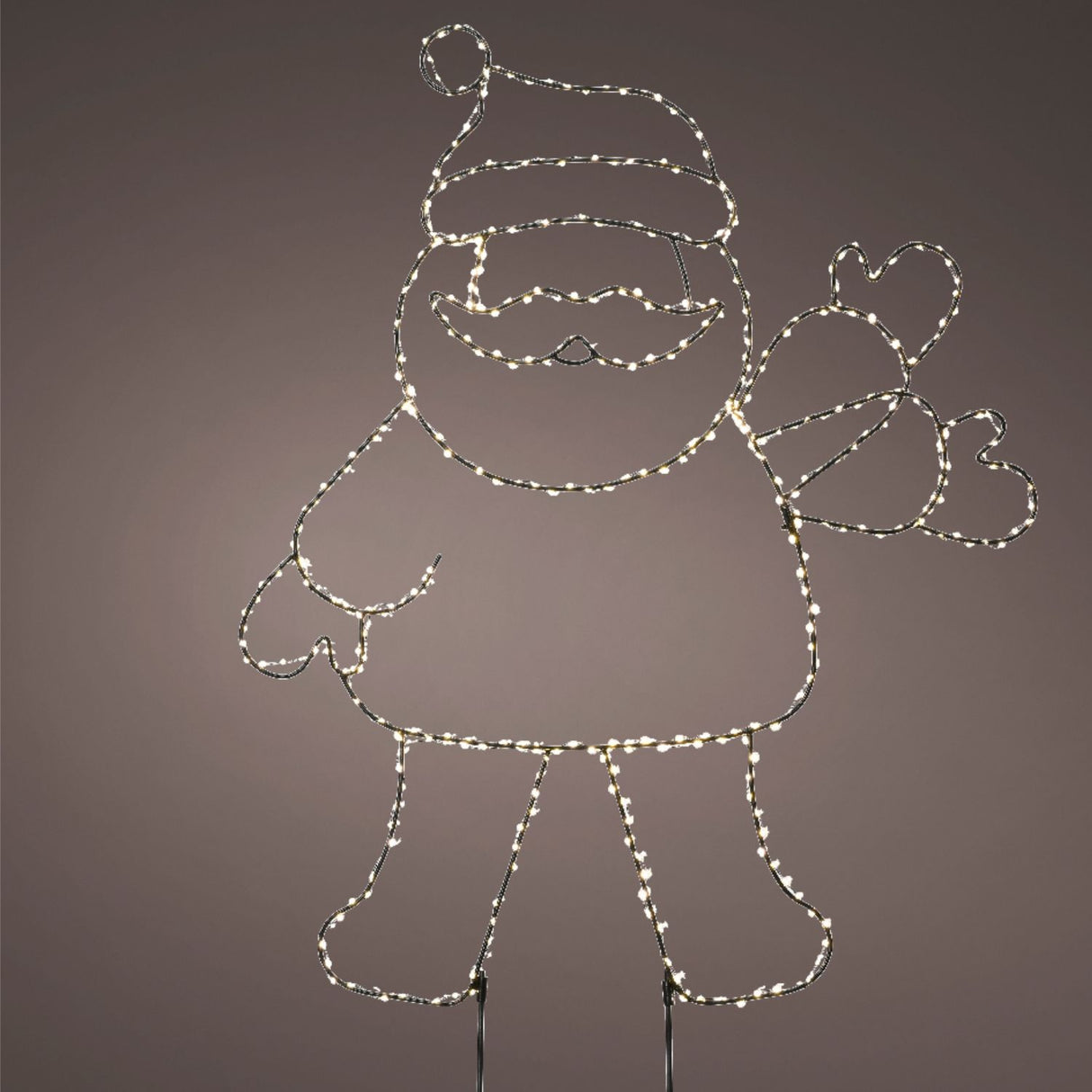 Lumineo 77cm Waving Santa Micro LED Iron Stake Light - Warm White LEDs